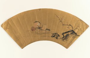 Canard mandarin et prunier en fleurs - Kano Yukinobu