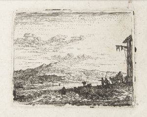 Paysage italianisant avec charrette près d