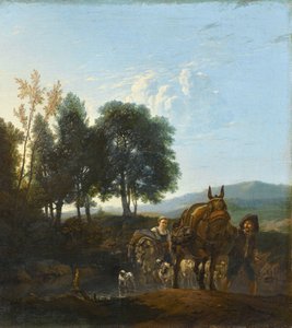 Paysage avec conducteur de mule