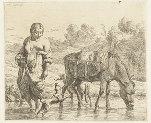 Femme et âne dans l
