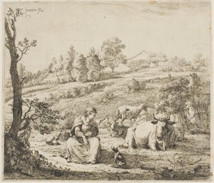 Une bergère parlant à son chien - Karel Dujardin