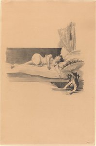 Illustration pour "Jestrab Kontra Hrdlicka, XXII" (Fille endormie sur un lit) - Karel Vitezslav Masek