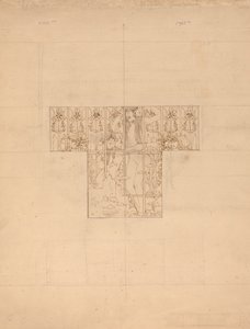 Nu et poisson avec fleurs (Étude pour fenêtre de salle de bain gravée)