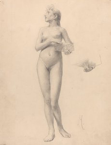 Femme nue debout tenant une boîte - Karel Vitezslav Masek