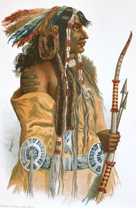 Un Indien Mandan, vers 1833-34 (lithographie en couleur)