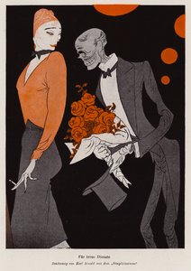 For Faithful Service - les effets de la syphilis (lithographie couleur) - Karl Arnold