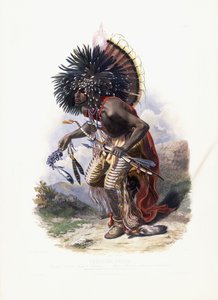 Pehriska-Ruhpa, guerrier Moennitarri en costume de la danse du chien, 1840 - Karl Bodmer