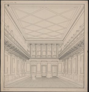 Berlin. Schauspielhaus sur le Gendarmenmarkt, salle de concert. Vue - Karl Friedrich Schinkel