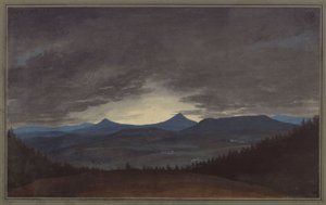 Chaîne de montagnes de Bohême au crépuscule - Karl Friedrich Schinkel