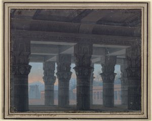 La Flûte enchantée. Opéra de Wolfgang Amadeus Mozart. Projet pour le 8e décor. Vestibule du labyrinthe - Karl Friedrich Schinkel