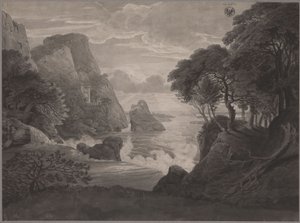 Paysage côtier rocheux avec un château - Karl Friedrich Schinkel