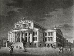 Allemagne, Berlin, Vue du Schauspielhaus (salle de concert), gravure de Karl Friedrich Schinkels - Karl Friedrich Schinkel