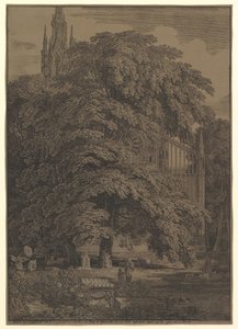Église gothique cachée par un arbre, 1810