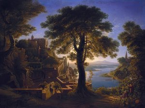 Château au bord du fleuve - Karl Friedrich Schinkel