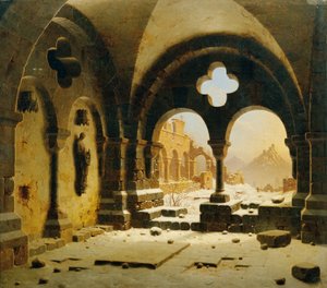 Ruine de monastère en hiver