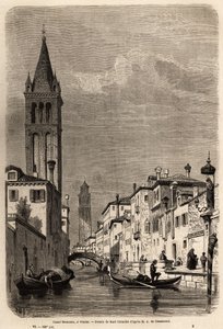 Le canal Rezonico, dessin de Karl Girardet (1813-1871), pour illustrer le voyage d