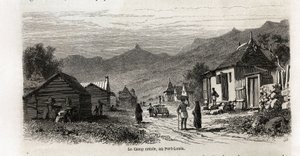 Le camp créole, à Port Louis, dessin de Karl Girardet (1813-1871), pour illustrer le séjour d