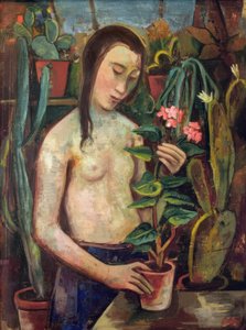 Fille avec cactus - Karl Hofer