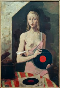 Fille avec disque vinyle - Karl Hofer