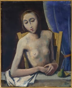 Fille devant un rideau - Karl Hofer