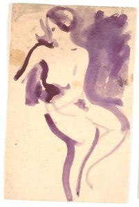 Modèle féminin nu, assis