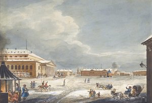 Vue du théâtre impérial Bolchoï Kamenny de Saint-Pétersbourg - Karl Ivanovich Kolmann