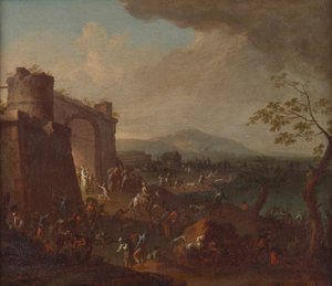 Foire devant une porte de la ville - Karl Josef Aigen