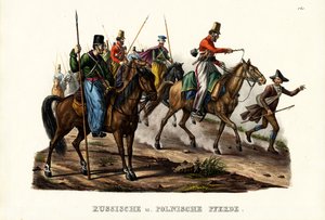 Chevaux russes et polonais, 1824 - Karl Joseph Brodtmann