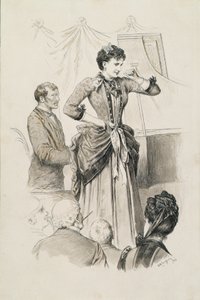 Types viennois : Mademoiselle Hornischer, chanteuse, et son pianiste devant le public - Karl Karger