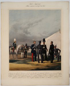 Garde impériale : pionniers (sapeur), invalides et gendarmes - Pionniers, invalides et gendarmes du Corps des Gardes Impériales - Piratsky, Karl Karlovich (1813-1889) - 1867 - Lithographie en couleur - Collection privée