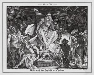 Attila le Hun après la bataille de Chalons, 451 (gravure)