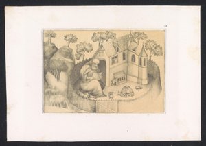 Saint Antoine lisant dans un jardin - Karl Palzow