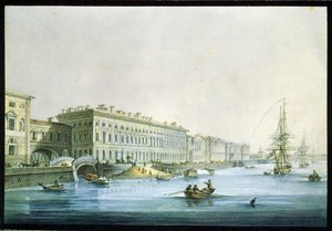 Vue sur le quai des palais à Saint-Pétersbourg - Karl Pavlovich Beggrov