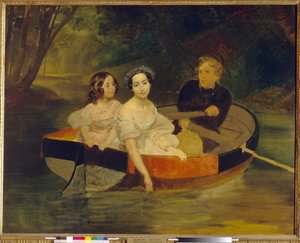 Autoportrait avec la baronne Yekaterina Meller Zakomelskaya et sa fille dans une barque - Karl Pavlovich Bryullov