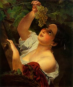 Midi italien, Fille italienne cueillant des raisins