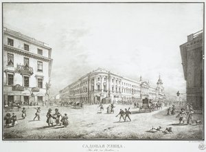 Vue de la rue Sadovaya à Saint-Pétersbourg, milieu du 19e siècle - Karl Petrovich Beggrov