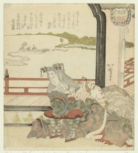 Femme sur un balcon - Karyôsai Hokuga