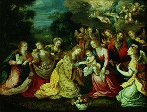Le Mariage mystique de Sainte Catherine - Kasper or Gaspar van den (attr. to) Hoecke