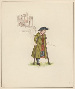Illustration de Kate Greenaway pour Le Joueur de Flûte de Hamelin par Robert Browning (lithographie en couleur) - Kate (after) Greenaway