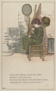 Petit Jack Horner assis dans le coin (lithographie en couleur) - Kate (after) Greenaway