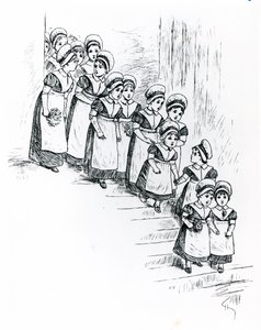 Enfants de la charité, c.1880 (gravure) - Kate Greenaway