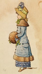 Tenue du dimanche - jeune fille en bleu - Kate Greenaway