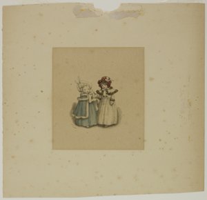 Deux petites filles en manteaux bordés de fourrure - Kate Greenaway
