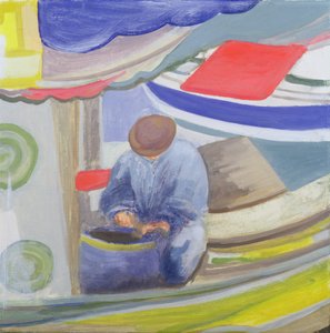 Pêcheur grec à la fin de la journée - Kate Yates