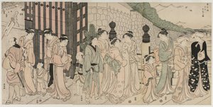 Mille automnes, dix mille ans sur le pont Tokiwa - Katsukawa Shuncho