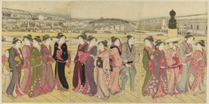 Traversée du pont Nihonbashi - Katsukawa Shuncho