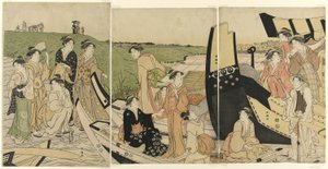 Bateaux de plaisance à un débarcadère - Katsukawa Shuncho