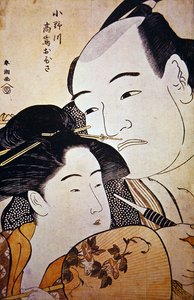 Le lutteur japonais Onagawa et la fille de la maison de thé Ohisa, vers 1792 - Katsukawa Shuncho