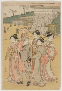 Femmes accompagnant une fille à un sanctuaire, début des années 1790 - Katsukawa Shuncho