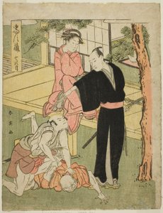 Septième acte : La maison de thé Ichiriki de la pièce Chushingura (Trésor des quarante-sept fidèles) - Katsukawa Shun